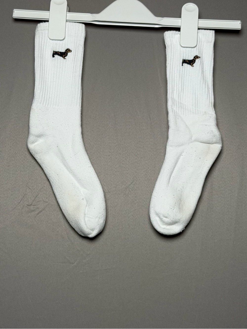 ASOS White Crew Socks with Black Dog Embroidery